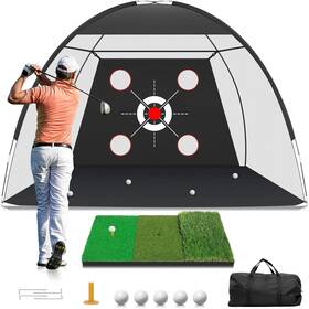 Hongsihaiid 313049224246 Zensouds Golf Net 10x7ft With Practice Mat Hitting Aid Nets For Backyard