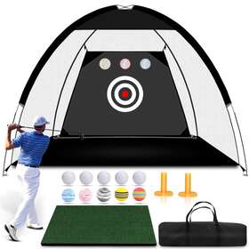 Horyliin 708686946383 Golf Practice Net 10x7ft Green Hitting Training Aids Nets With Target An