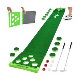 Px-f8j7-y7qf Hutigertech Golf Putting Game Set With Front Border Green Mat 2 Putter