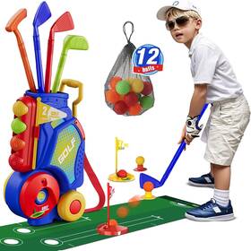 988-667a Hyes Toddler Golf Set Upgraded Kids Clubs With 12 Balls Putting Mat Shoulder