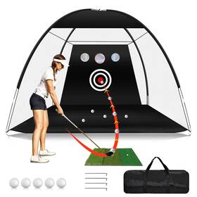 Icoolgogo 664404113201 Heavy Duty Golf Practice Net With Mat Swing 10x7ft Hitting Training Aid