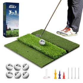 Igulf 198715537062 Premium 3-in-1 Golf Hitting Mat - Tri-turf 24 Inch X24 Non-slip Heavy Duty 5mm Th