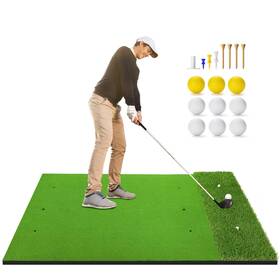 Ikule 717019053179 Thickening Golf Hitting Mats Premium Impact Practice Mat With Dual Grass
