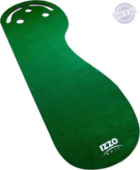 Izzo 689847992084 Golf 3ft X 9ft 3-hole Putting Mat - Green Kidney Shaped 3 Hole To