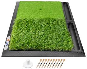 Jaya 973545801491 Golf Hitting Mat With Ball Tray Heavy Rubber Base Fairway And Rough Turf Golf