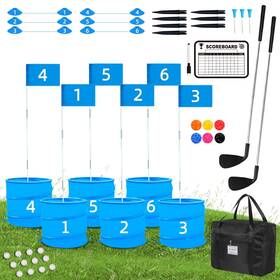 B0dgl7krl2 Jiifo Backyard Golf Game With 2 Clubs 6 Set Buckets For Practic