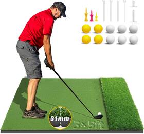 Joloofu 313107388316 Dual-turf Golf Mat 36mm 5x4ft/5x5ft Extra Thick Hitting Mats Practice Outd