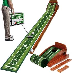 Kalramay 744759110954 Putting Green Indoor Golf Mat Easy To Assemble With Automatic Ball Ret
