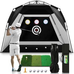Kbbam Zxfusamzzd0001001 Easy Pop Up Golf Net 10x7ft No-assembly Hitting With Tri-turf Mat -