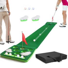 Kemldivs 762983363267 Golf Pong Game Set Detachable Putting Mat With 8 Balls 2 Cups And F