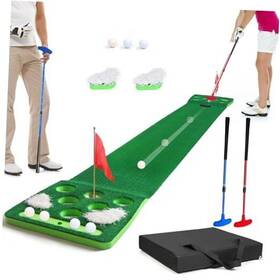 Kemldivs 767461340655 Golf Pong Game Set Detachable Putting Mat With 8 Green Putter