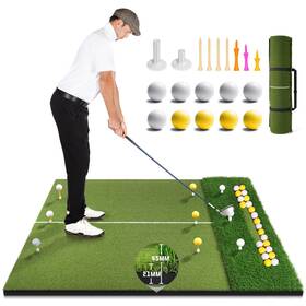Kjsue 717018331285 Premium Dual-turf Golf Mat With Ball Tray 5x4 Ft Hitting Mats Practice