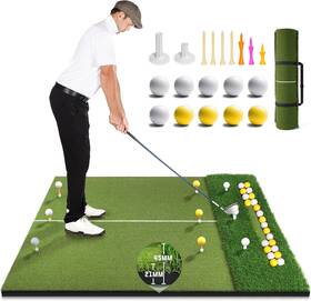 Kjsue 726084511675 Premium Dual-turf Golf Mat With Ball Tray 5x4 Ft Hitting Mats Practice Out