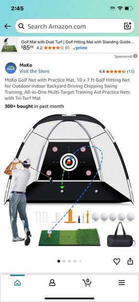 Klaodot X004rv0lcl/09090808 Golf Net With Practice Mat Hitting Aid Nets 10x7ft For Backyard Driving Chi