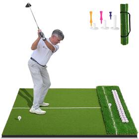 Kquixotic 199284919921 Dual-turf 45/50mm Golf Hitting Mat Built-in Ball Tray Alignment Aid M
