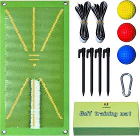 Lichenhyc 748743417203 Golf Swing Training Mat Divot Path Detector Foldable With Practice Balls