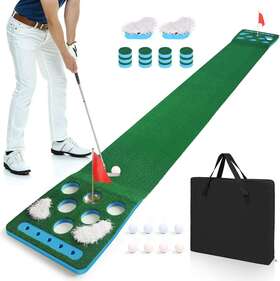 Luricaa 690000914997 Golf Pong Game Detachable Putting Mat Green Set