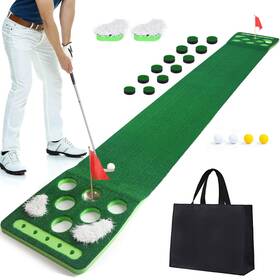 Luricaa Qv-8yea-ify0 Golf Putting Game Set Green Mat With 4 Balls 2 Cups And Flags 1