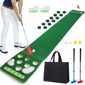 Luricaa Sr-7bte-aw8m Golf Putting Game Set Green Mat With 4 Balls 2 Cups And Flags 1
