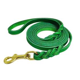 B0dps76vqc Lwbmg 6ft Thin Braided Leather Dog Leash For Small Dogs - Soft Genuine Green
