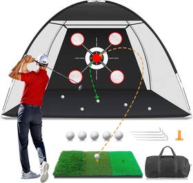 Mfnmfn 768274673138 Golf Net With Practice Mat Hitting Aid Nets 10x7ft For Backyard Driving Chi