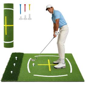 Milleloom 820061275724 5x4 Ft Dual-turf Golf Hitting Mat With Stance Guide And Swing Green
