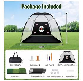 Moko 840401464632 Mojo Golf Net 10 X 7ft Hitting Practice For Backyard Driving