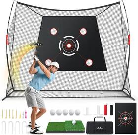 Moko P840401463642 10 X 7ft Golf Practice Net With 2 Targets 1 Grass Mat Portable Netting Training