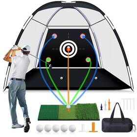 Moko P840401466483 Golf Practice Net 10x7 Ft Hitting Driving Chipping Swing Training Mat Indoor Out