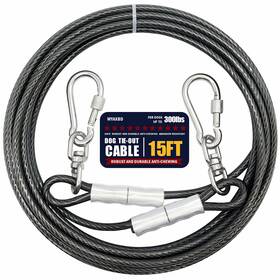 B0bxj4jk23 Myaxbd 15ft Heavy Duty Dog Tie Out Cable 5mm 1000lbs Break Strength