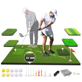 F2t-hm1n Myvoice 6-in-1 Ultimate Golf Mat Set - 5x4ft Hitting For Indoor And Outdoor Practic