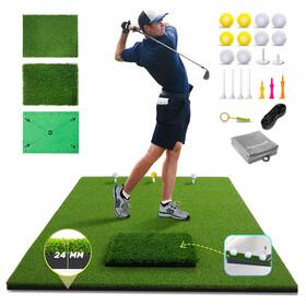 Hm3-sm-2 Myvoice 5x4ft Golf Hitting Mat With Multi-turf Design - Switchable Swing/chipping/dri