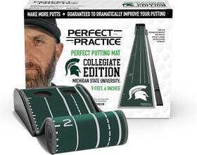 Perfect Practice 850018615372 Putting Mat Michigan State 9ft 6 Inch X 15 - Green And White