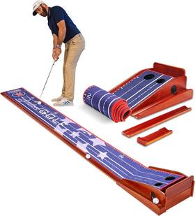 Perfect Practice Pp-615617 114 Inch Indoor Golf Putting Mat With 1/2 Hole Training - Green