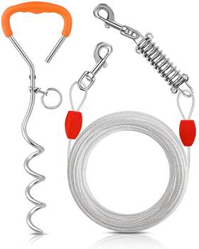 B0cy3q9ynd Petbobi Dog Tie-out Cable And Stake - 40ft Heavy Duty With Spring No Tang B0cy3q9ynd Petbobi Dog Tie-out Cable And Stake - 40ft Heavy Duty With Spring No Tang