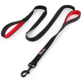 B01l4terzy Primal Pet Gear Dog Leash 6ft Heavy Duty Two Handle Reflective Padded Traffic