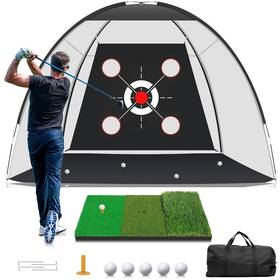Qiziqozo 763073758796 Golf Net Practice With Mat Hitting Aid Nets 10x7ft For B