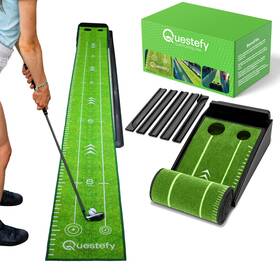 Questefy 198715684834 Putting Green Indoor Wrinkle-free Golf Mat With Auto Ball Return Non-slip