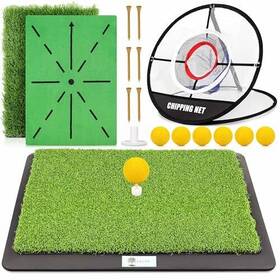 Salyx 198168429334 Golf Practice Mat Set With Velvet Track Grass Surfaces Foam Balls And Tees