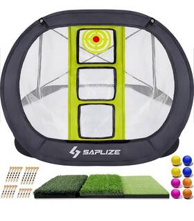 Saplize 445034368376 Golf Chipping Net Target W Tri-turf Mat Tees And Balls Fast Shipping