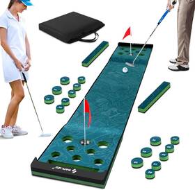 Saplize 726084808867 Golf Pong Putting Game Set 20 In X 10 Ft Green Mat For Indoor And Outdoor