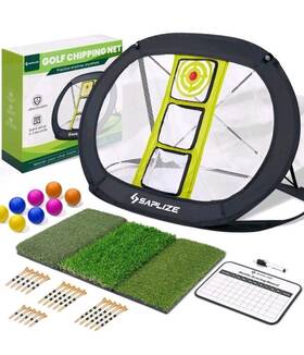 Esg2-gnrc-slnm Saplize #a01 Ultra Stable Golf Chipping Net Set With Pop-up Target Tri-turf Mat