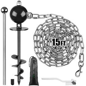 B0cjlb8jhx Seleware Dog Tie Out Stake Outdoor Anti-rust Anchor With 15ft Chain For Large Dogs