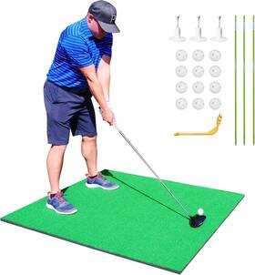 Sharpergolf 696527374559 Golf Hitting Mat 3x5 Training Set Alignment Sticks Balls Tees Thick Turf