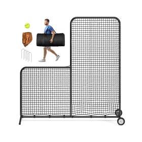 Shopsource 197839897304 Baseball L Screen With Wheels For Batting Cage 7x7ft Pitcher Protector Net F