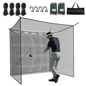 Shopsource 199449039273 Golf Practice Netting 10x10x10ft 5-ply Durable With Extra Back Net Bag And Ropes