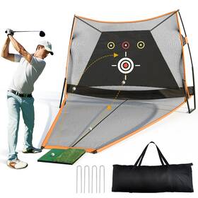 Shopsource Beysh8wcwm Auto Ball Return Golf Hitting Net And Mat Set 10 X 7ft Heavy Duty Practice Nets