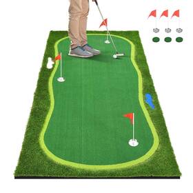 Shopsource Beyshexh84 5x10ft 3 Holes Large Golf Putting Green Realistic Dual Turf Mat