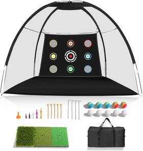 Shyneer 689789233405 Golf Net 10x7ft Practice With Tri-turf Mat All In 1 Home