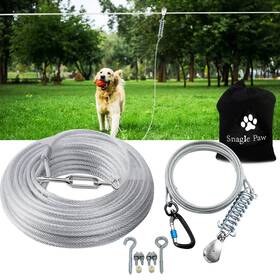 B0cj8s1rrg Snagle Paw Dog Tie Out Runner For Yard - 200ft Cable Trolley System Large Dogs Up To 2